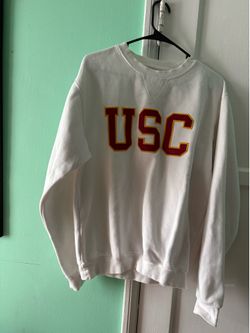 USC White Crewneck Sweatshirt with Cardinal-Gold Lettering