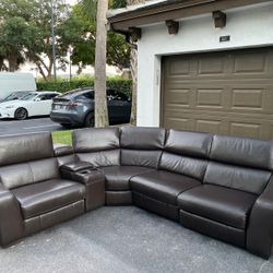 🛋️ Sectional Couch/Sofa - Leather - 2 Recliners - Brown - Delivery Available 🚛