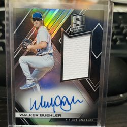 2018 Walker Buehler Panini Spectra Silver Prizm Autograph Relic Rookie Card Dodgers 