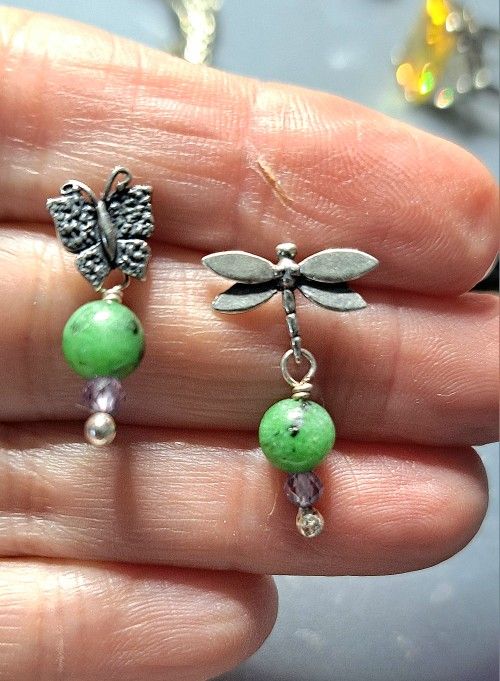 Mexican Silver Butterfly / Dragonfly Dangle Earrings