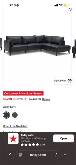 Jollene Leather 2 pc sectional with chaise and storage ottoman