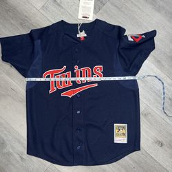 Mitchell & Ness Minnesota Twins Joe Mauer Baseball Jersey Mens Large Blue NWT