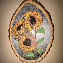 Van Gogh Inspired Pyrography Sunflower 