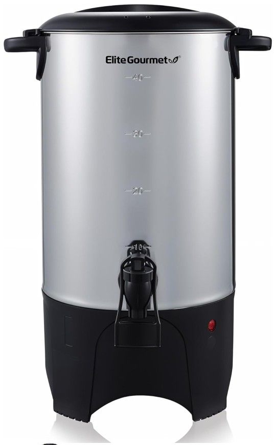 Elite Gourmet CCM040 Stainless Steel 40 Cup Coffee Urn Removable Filter For Easy Cleanup, Two Way Dispenser with Cool-Touch Handles Electric Coffee Ma
