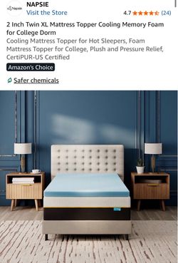 Napsie 2-Inch Twin XL Cooling Memory Foam Mattress Topper