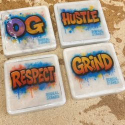Premium Marble Drink Coasters - Urban Graffiti Art