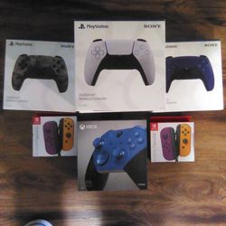 Xbox Elite Series 2 Core, Playstation Dualsense, Nintendo Switch Joy Con Controllers 
