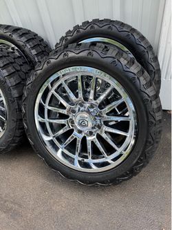 NEW 22x10 edge Offroad wheels wrapped in 33x12.50R22 tires. They are 8 lug 8x180 bolt pattern