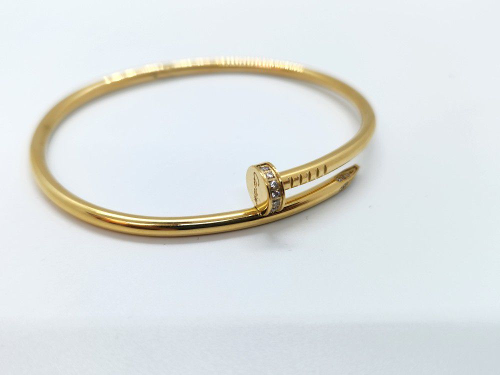 Nail Gold Bracelet With Stones Stainless Steel Gold Plated