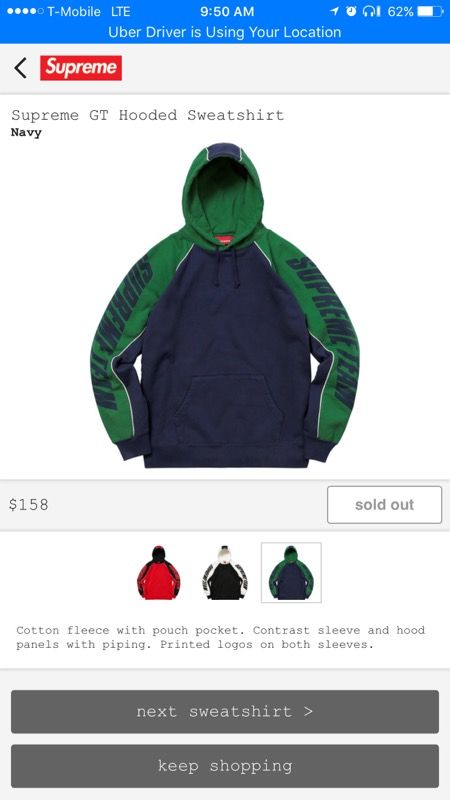 SUPREME GT hooded sweatshirt size M "SEAHAWKS COLORWAY"