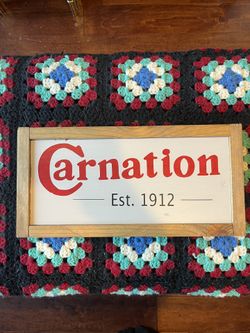 Hand Painted Carnation Coffee Wood Sign 