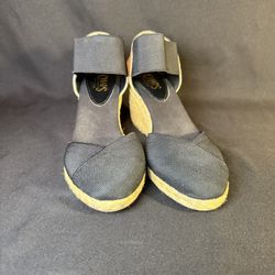 Chaps Chelsi Stylish Black Espadrille Wedge Heels W 6.5B