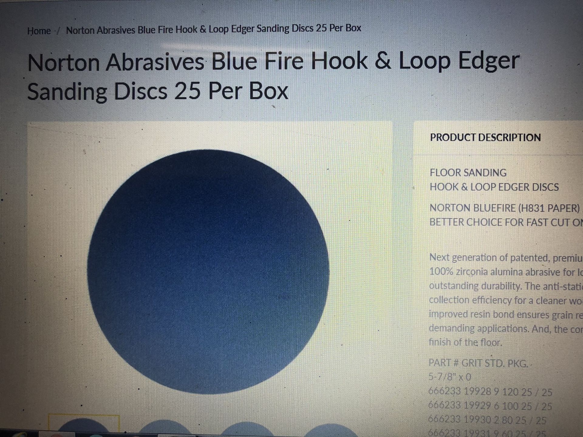 NORTON BLUEFIRE PAPER SANDING DISCS (BOX OF 25)