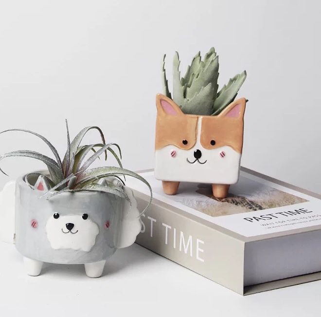 Succulent Ceramic Pot Shiba Inu  Cute Cartoon Dog 