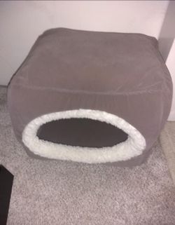 Plush Gray Pet Cube Bed House Cave