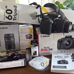 Canon EOS Rebel T6 camera with 18-55mm lens