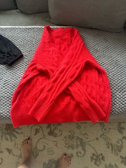 Red Cable Knit Oversized Sweater