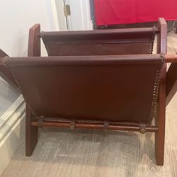 Genuine Leather and Wood Magazine Rack
