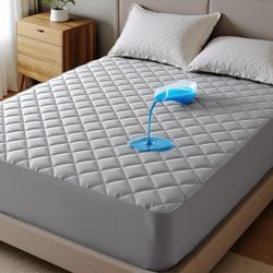 Waterproof mattress protector queen grey
