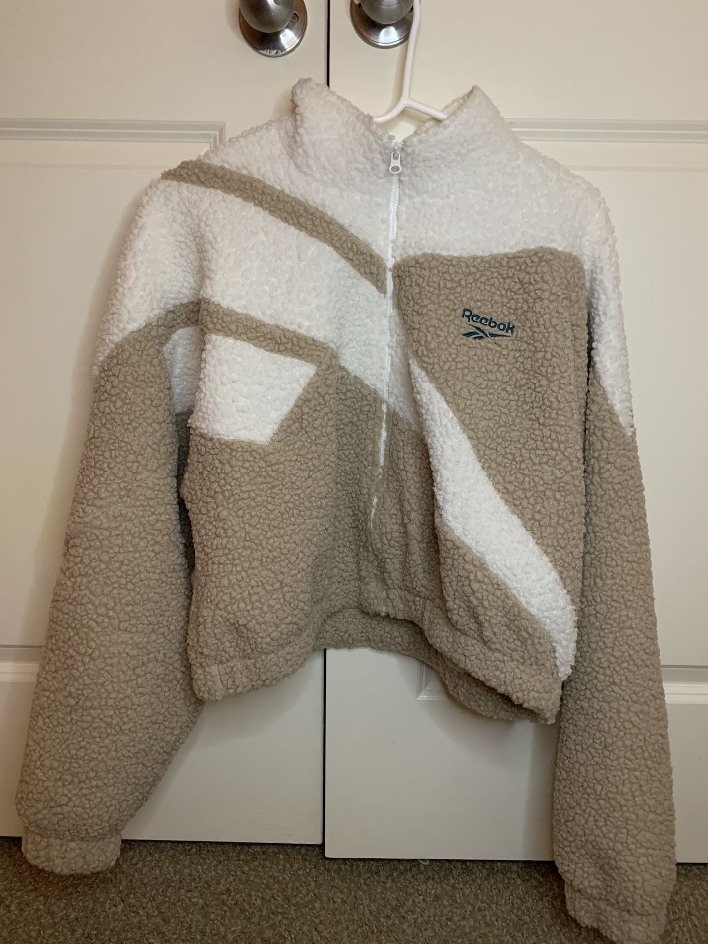 Reebok Women's Vector Sherpa Track Jacket Beige - S