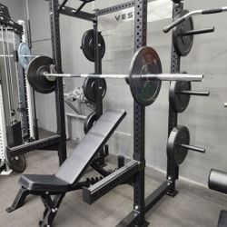 ➕️COMPLETE POWER RACK PACKAGE. RACK, ADJUSTABLE BENCH, ADVANCE OLYMPIC BARBELL, FULL SET OF BUMPER PLATES ( BRAND NEW IN THE BOX  )