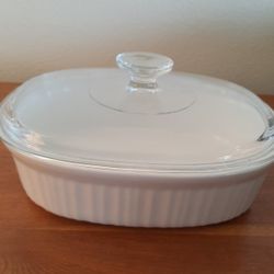 Corningware French White Stonewear Casserole Dish