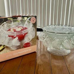 Glass  Punch/ Salad Set Bowl