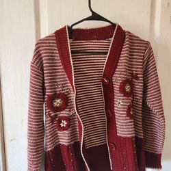 Red Stripped Cardigan 