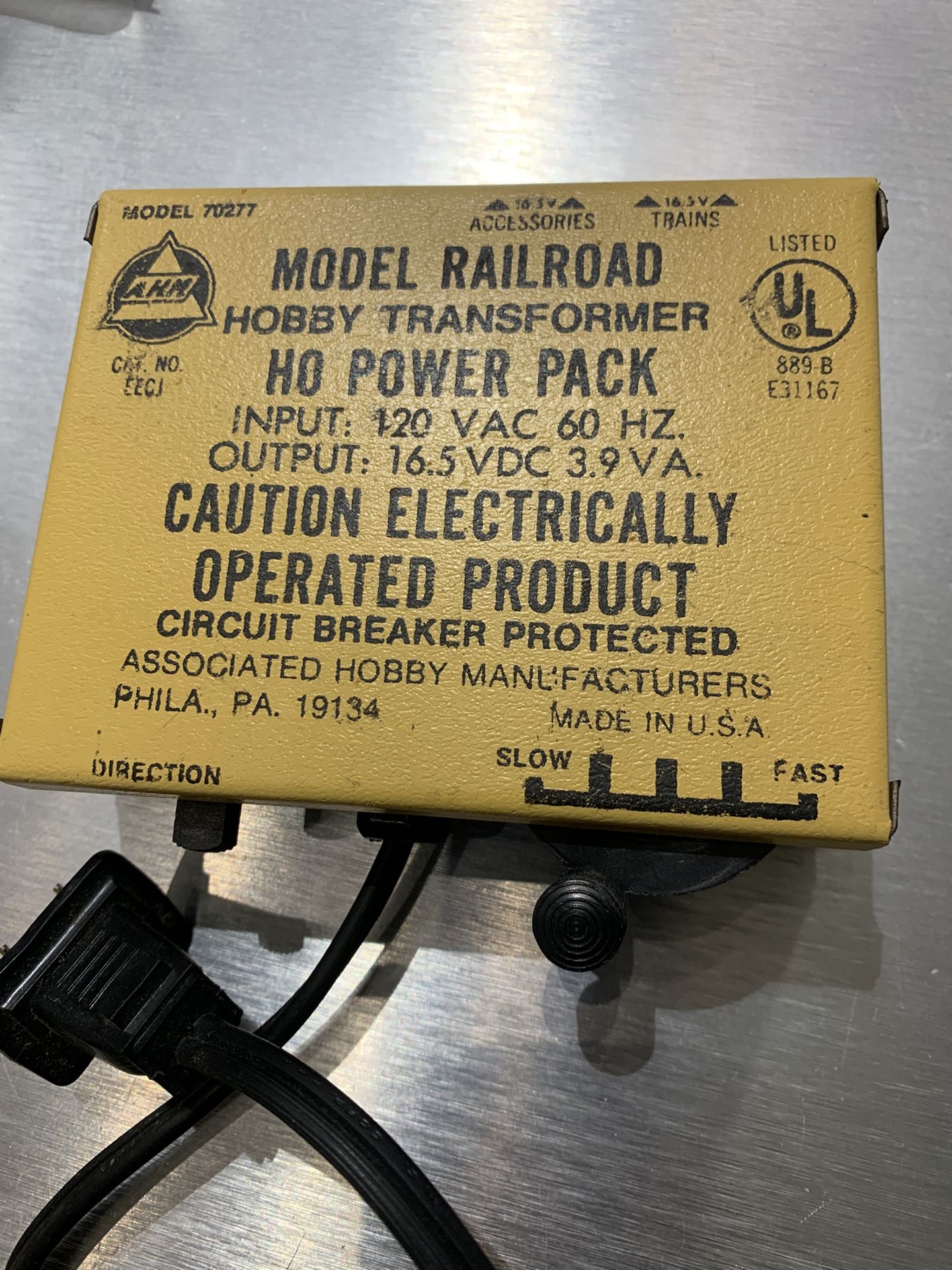 AHM Model 70203 Thunder Line Power Pack Transformer HO Scale Model Train