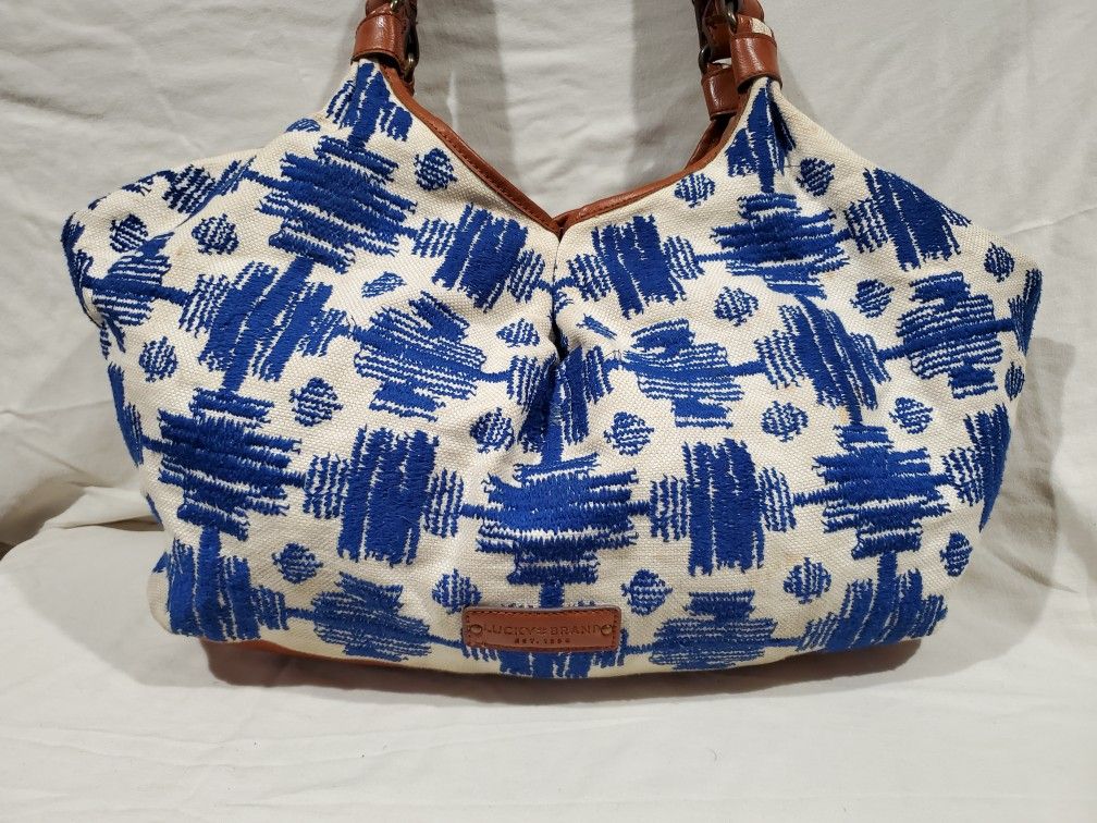Lucky Brand Large Canvas Majorca Hobo Style Tote Bag