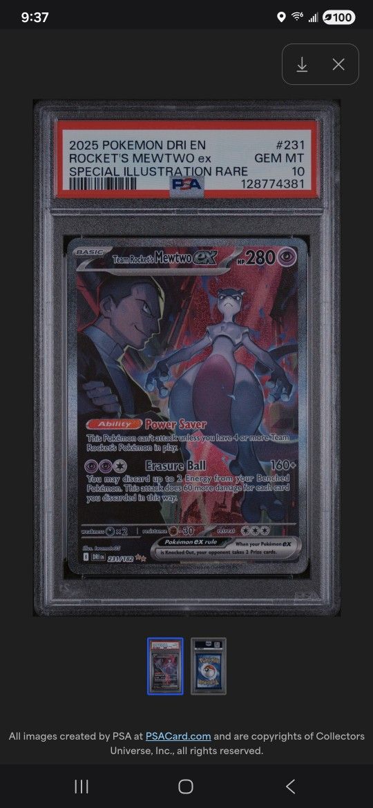 Pokemon Destined Rivals Mewtwo PSA 10