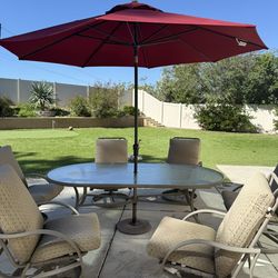 Patio Set With 6 Swivel Rockers