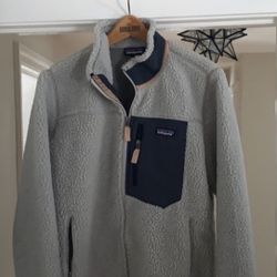 READ ENTIRE AD Before MESSAGING Patagonia Women's Classic Retro-X® Fleece Vest Navy Blue Grey size Large  retro  Xjacket WINDPROOF