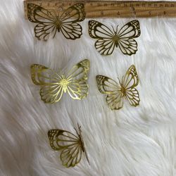 Mariposas Aluminio Doradas 3 Tamaños 