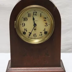 Antique Seth Thomas keywind table clock, 12.9"x8.9"x4.9"