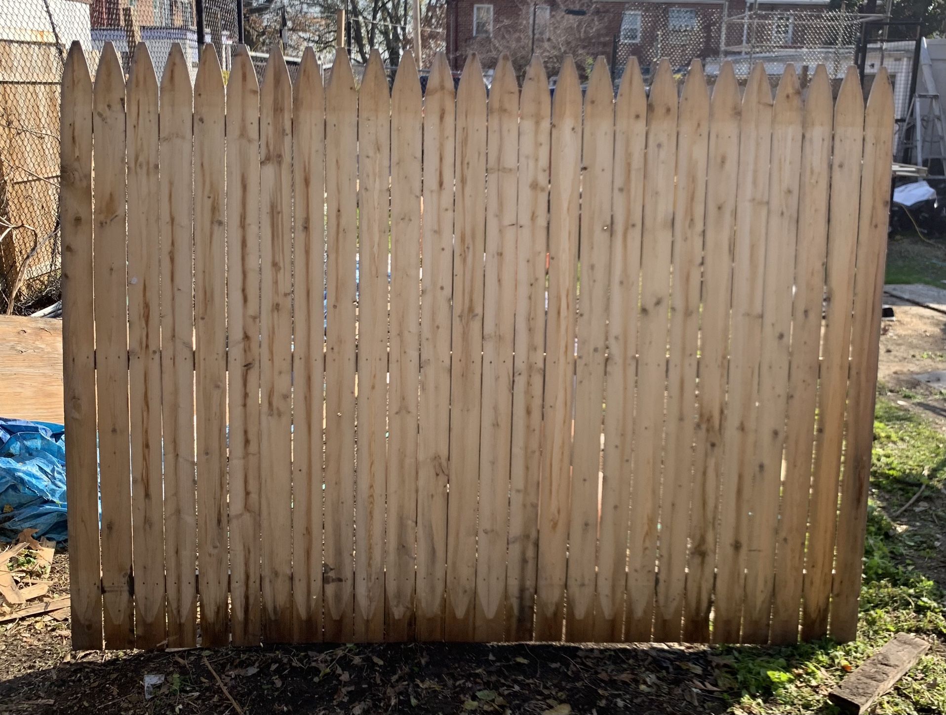 6 ft. H x 8 ft. W Flat Rough Sawn Stockade Fence Panel