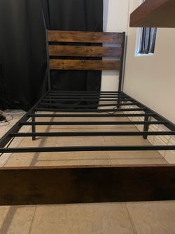 Twin bed frame and TWO twin mattresses