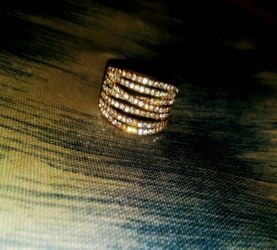 Seven Layered Overlapping Rhinestone Ring