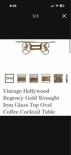 Vintage Gilt Gold Wrought Iron Coffee Table