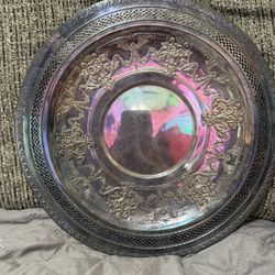 International Silver Company Floral Round Perforated Platter Tray #4281 Rare CR4