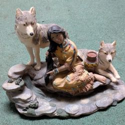 Artwork Two Wolves and a Girl.