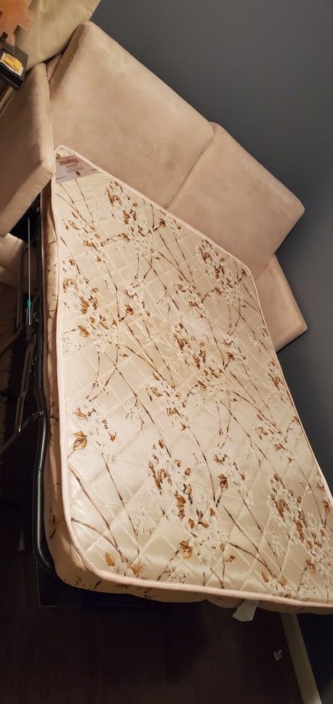 Beige Microfiber Loveseat Pull Out Bed Full Size