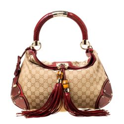 Gucci Limited Edition GG Canvas And Python Medium Indy Bag