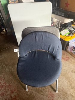 Blue Fabric Accent Chair with Metal Legs