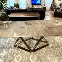 Luxury Marble Extension Dining Table by Pocci & Dondoli for Bontempi Casa. Glossy Choco Marble