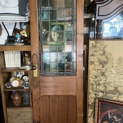 Old Railroad (Orient Express)Car Door With Stained Leaded Glass  