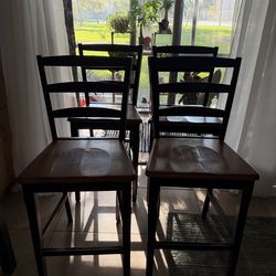 4 Solid Wood Hightop Chairs