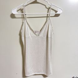 LaROK Women’s White Spaghetti Strap V-Neck Camisole Top (Size S)