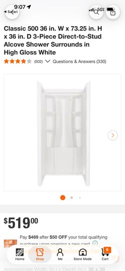 36” Delta shower surround