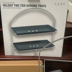 Stoneware Holiday Two tier serving trays $15